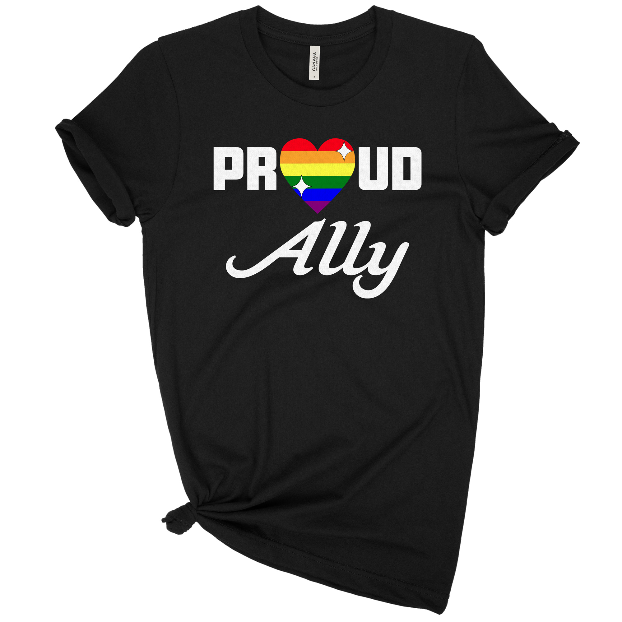 Proud Ally LGBTQIA Rainbow Heart LGBT Pride Tee - Pride Basics