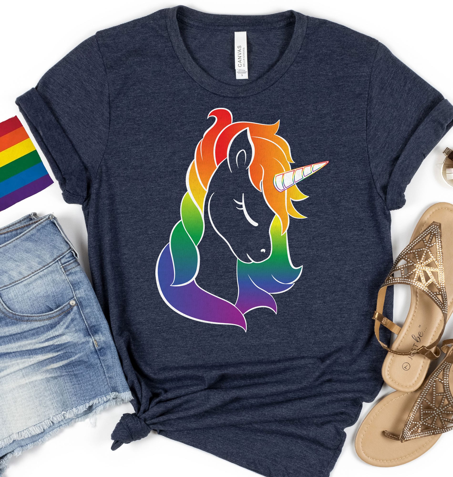 Cute Rainbow Unicorn LGBT Pride Tee - Pride Basics