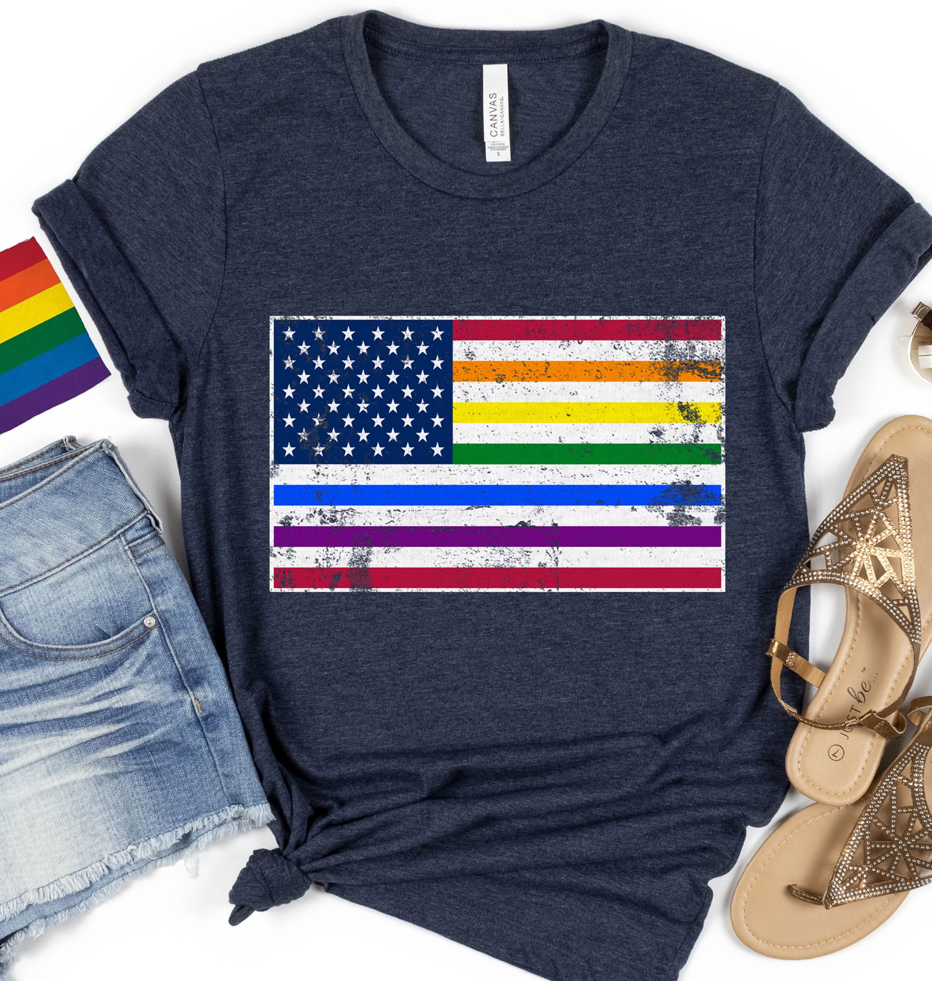 Rainbow flag button hot sale up shirt